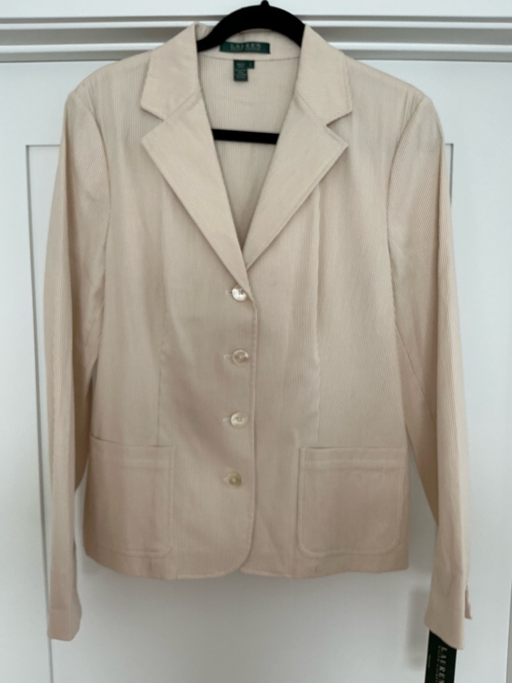 NWT Lauren Ralph Lauren Tan/Cream Notch-Lapel Tailored Blazer